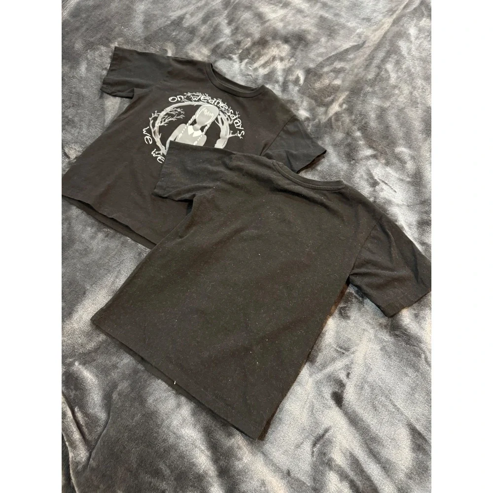 Disney Nightmare Before Christmas Wednesday Addams Shirt Lot 2 Girls XS 4/5 Goth
